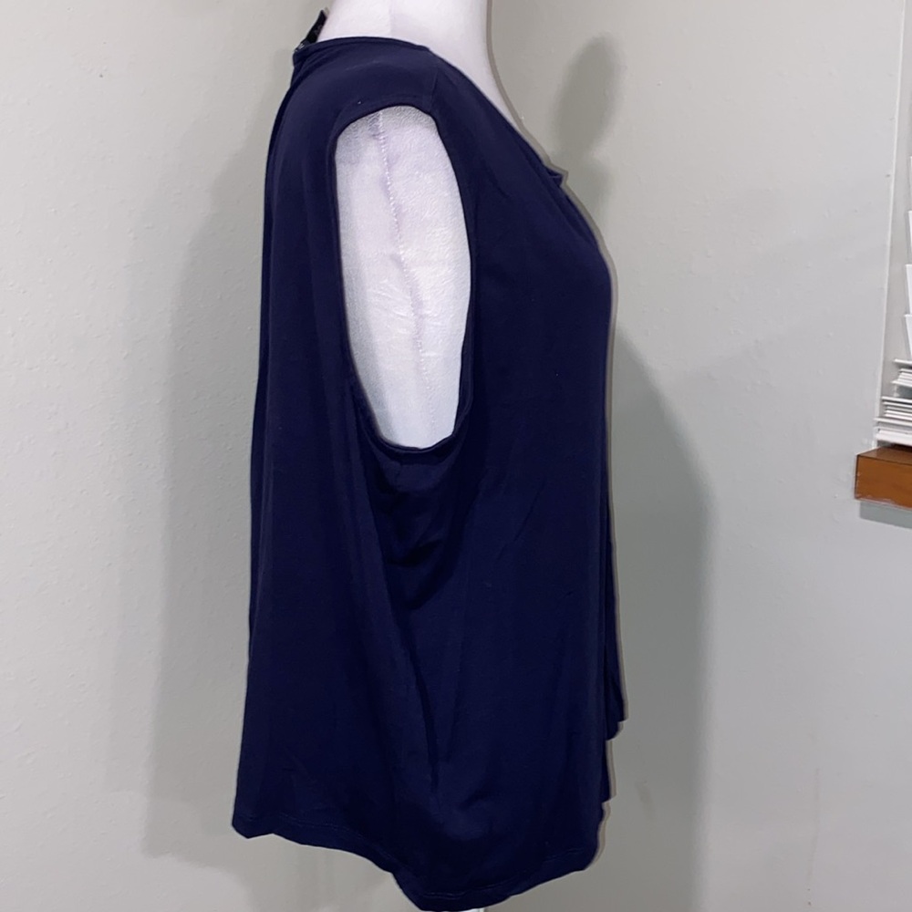 Eileen Fisher Blue Relaxed Sleeveless Tank Top Jersey Scoop Neck Tank Sz 2X - Picture 3 of 7